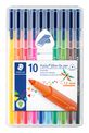 STAEDTLER triplus color - Rotulador de punta de fibra - colores surtidos - tinta al agua - 1 mm (paquete de 10)