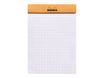 RHODIA N°12 - Bloc de notas - grapado - 85 x 120 mm - 80 hojas / 160 páginas - papel blanco - cuadriculado - tapa dura - cubierta naranja - cartón