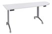 Burocean Réunion - Flip top table - móvil - rectangular with rounded side (right) - blanco perla - aluminio base