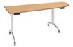 Burocean Réunion - Flip top table - móvil - rectangular with rounded side (right) - verde haya - blanco base