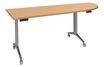 Burocean Réunion - Flip top table - móvil - rectangular with rounded side (right) - verde haya - aluminio base