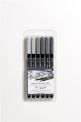 Lyra Aqua Brush Duo Grey Tones - Brush pen and fibre-tip pen combo - gris frío claro, gris frío medio, gris plata frío, light warm gray, neutral gray light, medium warm gray - tinta al agua - 2 mm / 4 mm - fino / brush (paquete de 6)