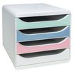 Exacompta AutentiK Big Box - Armario de cajones - 4 cajones - para A4 (210 x 297 mm), A4 Plus, 240 x 320 mm - blanco, gris azulado, rosa caramelo, verde salvia