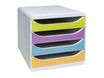 Exacompta Pop'N Co BIG-BOX - Armario de cajones - 4 cajones - para A4 (210 x 297 mm), A4 Plus, 240 x 320 mm - blanco, cián, lila, lima, mango