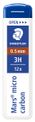 STAEDTLER Mars micro carbon 250 - Minas de lápiz - 3H - negro jet - 0.5 mm (paquete de 12)