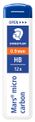 STAEDTLER Mars micro carbon - Minas de lápiz - HB - negro jet - 0.9 mm - para graphite 760, 762, 779