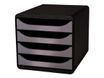 Exacompta BIG-BOX Classic - Armario de cajones - 4 cajones - para A4 Plus - negro, plata metalizado