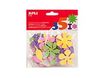 APLI kids - Forma artesanal - flor - 5 x 0.2 cm - brillo rosa, brillo púrpura, azul brillante, naranja destelleante, verde resplandeciente, gris luminoso, amarillo reluciente - etilvinilacetato (EVA) (paquete de 48)