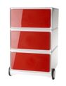 Paperflow easyBox - Pedestal - móvil - 3 cajones - plástico ABS, poliestireno - blanco, rojo