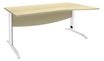 Bureau droit IDRA - Vague à droite - L140 cm - Pieds blancs - plateau imitation Erable