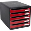 Exacompta Ecoblack BIG-BOX PLUS - Armario de cajones - 5 cajones - para A4 Plus - negro, glossy carmin red