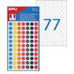APLI-Agipa - Adhesivo permanente - azul, amarillo, púrpura, rojo, verde, naranja, rosa, colores variados - 8 mm de diámetro 385 etiqueta(s) (5 hoja(s) x 77) etiquetas