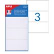 APLI-Agipa Etiquettes - Adhesivo permanente - blanco - 34 x 75 mm 21 etiqueta(s) (7 hoja(s) x 3) etiquetas