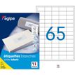APLI-Agipa Etiquettes - Adhesivo permanente - blanco - 38 x 21.2 mm 6500 etiqueta(s) (100 hoja(s) x 65) etiquetas
