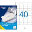 APLI-Agipa Etiquettes - Adhesivo extraíble - blanco - 48.5 x 25.4 mm 4000 etiqueta(s) (100 hoja(s) x 40) etiquetas