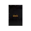 RHODIA Basics A4+ - Bloc de notas - grapado - 210 x 318 mm - 80 hojas / 160 páginas - Seyès - 4 agujeros de 80x80x80 mm - negro - cartón