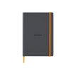 RHODIA Rhodiarama - Cuaderno - A5 - 80 hojas / 160 páginas - papel marfil - reglado - titanium cover - cuero sintético