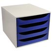 Exacompta ECOBOX Office - Armario de cajones - 4 cajones - para A4 Plus - gris, azul noche