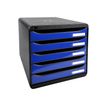 Exacompta BIG-BOX PLUS Classic A4+ - Armario de cajones - 5 cajones - negro, glossy ocean blue