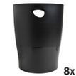 Exacompta Classic Ecobin - Cesto de basura - 15 L - asas - polipropileno (PP) - negro - paquete de 8