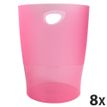 Exacompta Linicolor ECOBIN - Cesto de basura - 15 L - asas - polipropileno (PP) - frambuesa translúcida - paquete de 8