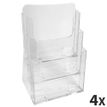 Exacompta Office - Soporte de literatura - escritorio - 3 compartimentos - para A4 - cristal (paquete de 4)