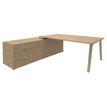 Burocean Woody Manager - Escritorio - forma de L (izquierdo) - roble claro - blanco base