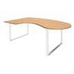 0404000123774-Bureau LOFTER Manager arrondi -  retour à gauche - L200 cm - Plateau imitation Hêtre - Pied blanc (Pieds de renfort obligat-P_400012377_1-0