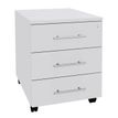 Burocean - Pedestal - móvil - 3 cajones - madera aglomerada - blanco perla