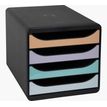 Exacompta BIG-BOX - Armario de cajones - 4 cajones - para A4 Plus - negro, glossy pastel
