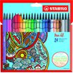 STABILO Pen 68 - Rotulador de punta de fibra - colores surtidos - tinta al agua - 1 mm - medio (paquete de 24)