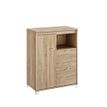 Rangement bas MAMBO - L80 x H112 x P46 - 1 porte / 2 tiroirs - Chêne Sonoma/blanc