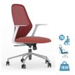 UBISE Time - Silla - visitante - reposabrazos - forma de T - inclinación - nailon, malla, 100% poliéster - rojo, gris claro