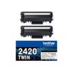 Brother TN2420 TWIN - Paquete de 2 - Alto rendimiento - negro - original - cartucho de tóner - para Brother DCP-L2510, L2530, L2537, L2550, HL-L2350, L2370, L2375, MFC-L2713, L2730, L2750