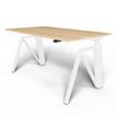 MAKIBA THEODORE - Escritorio para estar sentado/de pie - rectangular - roble - RAL 9016, blanco satén base