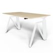 MAKIBA THEODORE - Escritorio para estar sentado/de pie - rectangular - stone oak - RAL 9016, blanco satén base