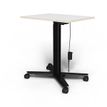 MAKIBA ELLIOT - Escritorio para estar sentado/de pie - móvil - rectangular - blanco lacado - negro satén, RAL 9005 base