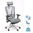 OfficePro VASEAT - Silla - ergonómico - cuadrado - reposabrazos - forma de T - inclinación - malla, aluminio pulido - gris