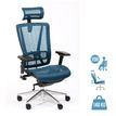 OfficePro VASEAT - Silla - ergonómico - cuadrado - reposabrazos - forma de T - inclinación - malla, aluminio pulido - azul