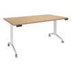 Burocean Réunion - Flip top table - móvil - rectangular - roble claro - blanco base