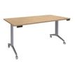 Burocean Réunion - Flip top table - móvil - rectangular - roble claro - aluminio base