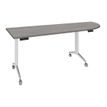 Burocean Réunion - Flip top table - móvil - rectangular with rounded side (right) - roble gris - blanco base