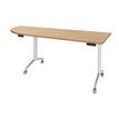 Burocean Réunion - Flip top table - móvil - rectangular with rounded side (left) - roble claro - blanco base