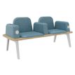 Burocean Ilo - Bench - 2 asientos - reposabrazos - tejido, melamine coated particle board - roble claro, woad blue