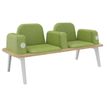 Burocean Ilo - Bench - 2 asientos - reposabrazos - tejido, melamine coated particle board - roble claro, kiwi