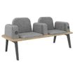 Burocean Ilo - Bench - 2 asientos - reposabrazos - tejido, melamine coated particle board - roble claro, gris brezo