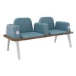 Burocean Ilo - Bench - 2 asientos - reposabrazos - tejido, melamine coated particle board - nogal, woad blue