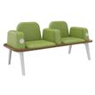 Burocean Ilo - Bench - 2 asientos - reposabrazos - tejido, melamine coated particle board - kiwi, nogal
