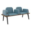 Burocean Ilo - Bench - 2 asientos - reposabrazos - tejido, melamine coated particle board - nogal, woad blue