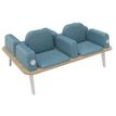 Burocean Ilo - Bench - 4 seats - reposabrazos - tejido, melamine coated particle board - roble claro, woad blue